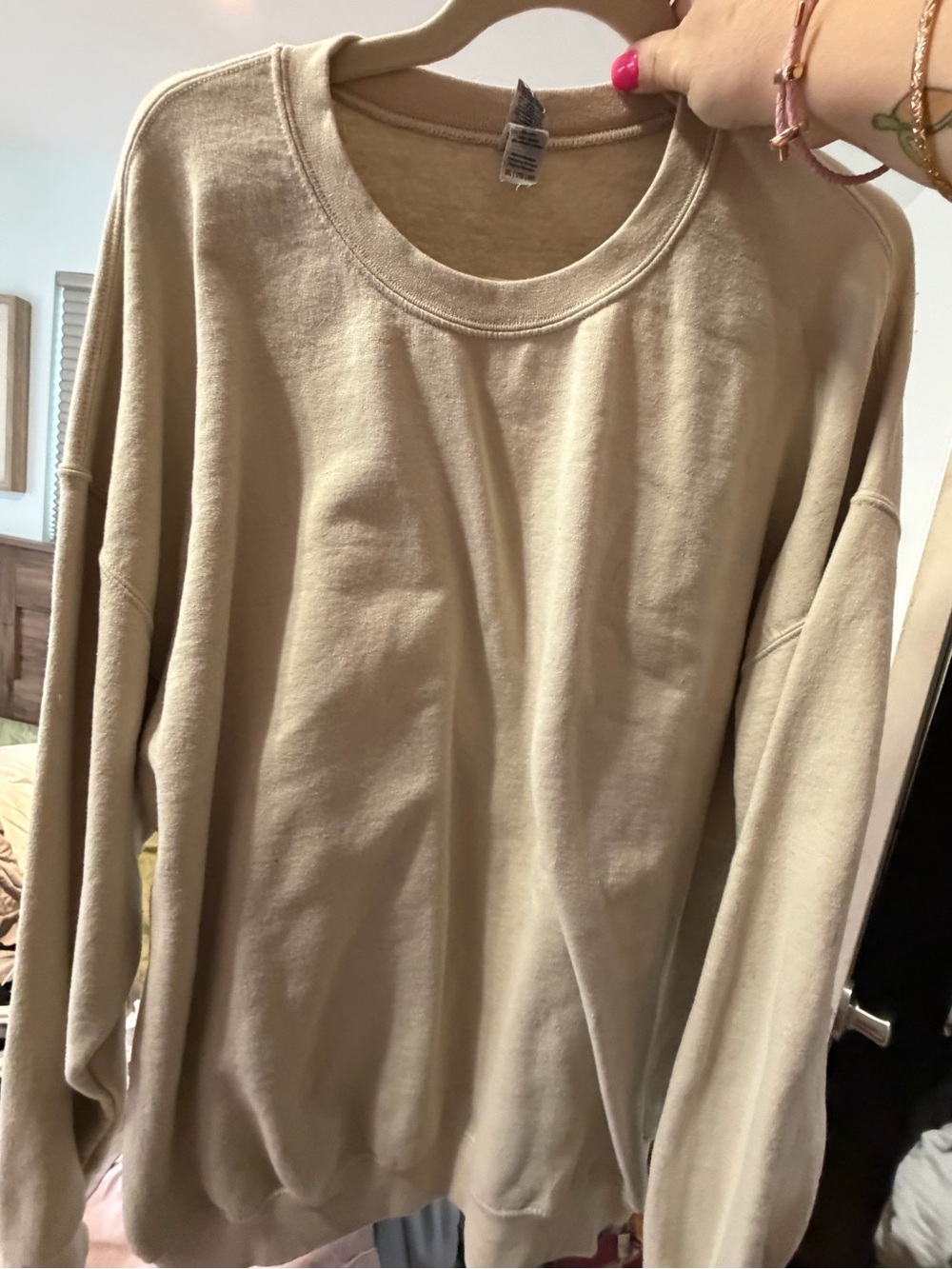 Crewneck Oversized Sweater in Beige- ON BACK - “I need a Diet Coke”